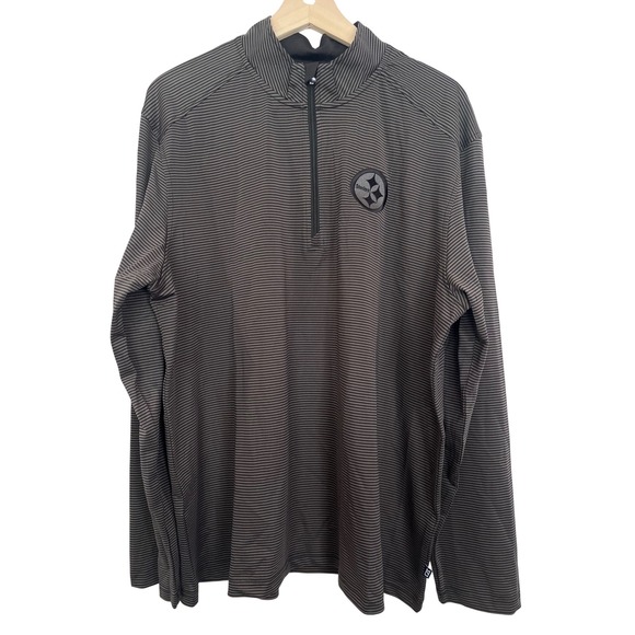Pittsburgh Steelers Mens XL GINGHAM STRIPE 1/4 ZIP Pullover Performance Shirt